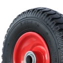 PR 1400-20 - Колесо для тачки / тележки пневматическое 2.50-4, диаметр 210 мм, ось 20 мм, металлический обод, симметричная ступица, шариковый подшипник